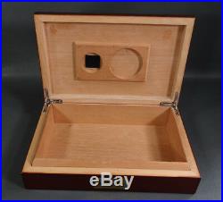 10 Tobacco Leaf Marquetry Wooden Cigar Humidor Box Hinged Lid Case Montel Sign
