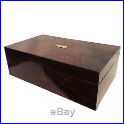 $1470 Vintage Dunhill Laminated Flame Wood Cedar Lined Humidor / Cigar Cutter