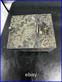 1887 Antique Derby Silver Co. Bulldog Figural Tobacco Box Humidor