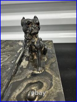 1887 Antique Derby Silver Co. Bulldog Figural Tobacco Box Humidor