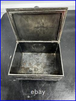 1887 Antique Derby Silver Co. Bulldog Figural Tobacco Box Humidor