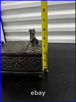 1887 Antique Derby Silver Co. Bulldog Figural Tobacco Box Humidor