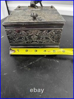 1887 Antique Derby Silver Co. Bulldog Figural Tobacco Box Humidor