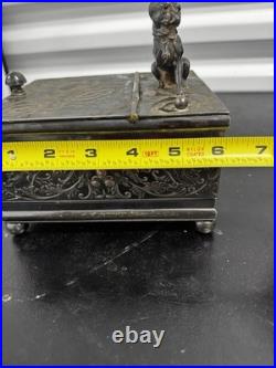 1887 Antique Derby Silver Co. Bulldog Figural Tobacco Box Humidor