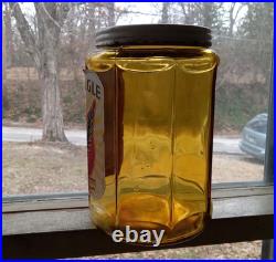 1890s RARE LABELED DOUBLE EAGLE CIGARS THEOBALD & OPPENHEIMER PHILA YELLOW JAR