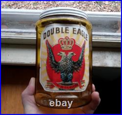 1890s RARE LABELED DOUBLE EAGLE CIGARS THEOBALD & OPPENHEIMER PHILA YELLOW JAR