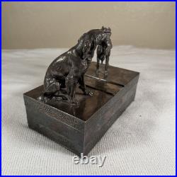 1890s Rogers Meriden Figural Dog Silver plate Cigar humidor spaniel hunting 8
