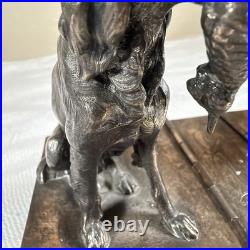 1890s Rogers Meriden Figural Dog Silver plate Cigar humidor spaniel hunting 8