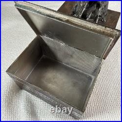 1890s Rogers Meriden Figural Dog Silver plate Cigar humidor spaniel hunting 8