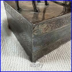 1890s Rogers Meriden Figural Dog Silver plate Cigar humidor spaniel hunting 8