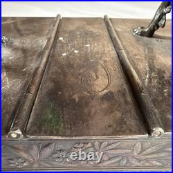 1890s Rogers Meriden Figural Dog Silver plate Cigar humidor spaniel hunting 8