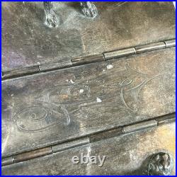 1890s Rogers Meriden Figural Dog Silver plate Cigar humidor spaniel hunting 8