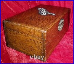 1890s VICTORIAN Era HUMIDOR CIGARS Oak Wood Smoke BOX vtg Old ANTIQUE