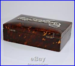 1894 Cigarette Box Cigar Case London Tortoise Shell Sterling Silver w Hallmark