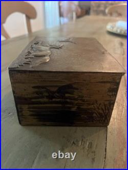 19 C Hunters Pipe Tobacco Humidor / Box gold Gilded copper with bronze overlay