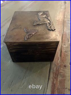 19 C Hunters Pipe Tobacco Humidor / Box gold Gilded copper with bronze overlay