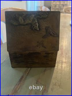 19 C Hunters Pipe Tobacco Humidor / Box gold Gilded copper with bronze overlay