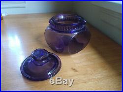 1900 Dated Antique Amethyst Glass Covered Cigar Jar Humidor With Original LID