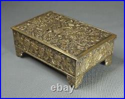 1900 Imperial Russian Cast Bronze Cigar Cigarette Box Double Head Eagle Grapes