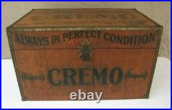 1900's Antique Cremo Cigars Metal Humidor Trunk 28 x 18 x 16-1/2 Advertising