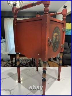 1900's Antique H. T. Cushman Bennington Vermont Smoking Table Humidor Parrots
