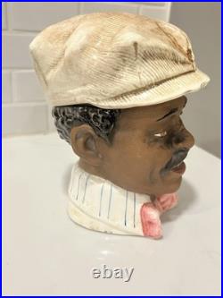 1900's Majolica Tobacco Humidor Handsome Man Figural Tobacciana 7 Tall Austria