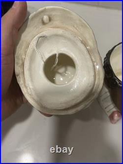 1900's Majolica Tobacco Humidor Handsome Man Figural Tobacciana 7 Tall Austria