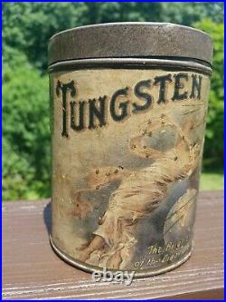 1900s paper label Tungsten humidor 25 cigar tin