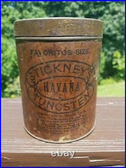 1900s paper label Tungsten humidor 25 cigar tin