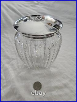 1905 Gorham Sterling Silver? Cut Crystal Cigar Humidor Jar? Antique Decor
