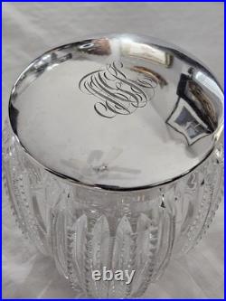 1905 Gorham Sterling Silver? Cut Crystal Cigar Humidor Jar? Antique Decor