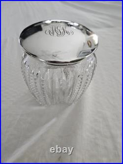 1905 Gorham Sterling Silver? Cut Crystal Cigar Humidor Jar? Antique Decor