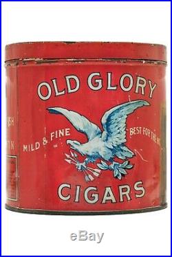 1908 rare Old Glory litho 50 humidor cigar tin is in good condition