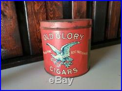 1908 rare Old Glory litho 50 humidor cigar tin is in very good condition