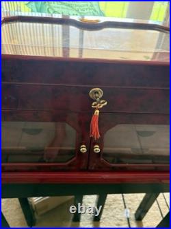1915 Thompson Large Cherry Wood Cigar Humidor 17 1/2 Wide 10 1/2 Deep WithKey 1915 Thompson Large Cherry Wood Cigar Humidor 17 1/2 Wide 10 1/2 Deep WithKey