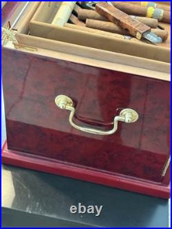1915 Thompson Large Cherry Wood Cigar Humidor 17 1/2 Wide 10 1/2 Deep WithKey 1915 Thompson Large Cherry Wood Cigar Humidor 17 1/2 Wide 10 1/2 Deep WithKey