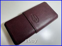 1915 thompson & co inc. Brown leather 3 cigar humidor travel pouch