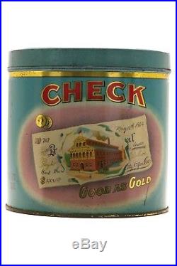 1920 Check litho 50 cigar humidor tin in very good condition