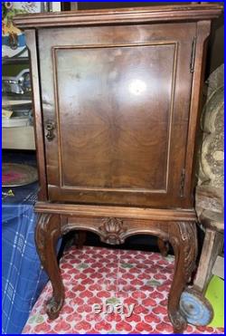 1920's Antique Cigar Cabinet /Liquor Wood Copper Lined Vintage Humidor Tobacco