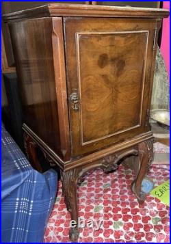 1920's Antique Cigar Cabinet /Liquor Wood Copper Lined Vintage Humidor Tobacco