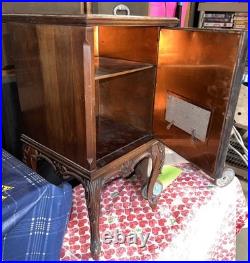 1920's Antique Cigar Cabinet /Liquor Wood Copper Lined Vintage Humidor Tobacco