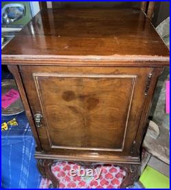 1920's Antique Cigar Cabinet /Liquor Wood Copper Lined Vintage Humidor Tobacco