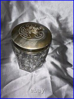 1920's BENEDICT KARNAK BRASS 899 MANGANESE GLASS HUMIDOR / LID EGYPTIAN REVIVAL