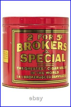 1920s Brokers Special litho 50 cigar humidor tin is in very good condition