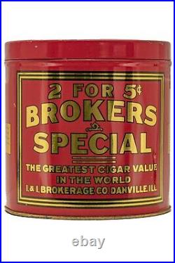 1920s Brokers Special litho 50 cigar humidor tin is in very good condition