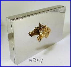 1950s Hermes Horse Head Silver Gold Humidor Cigar Box Vintage