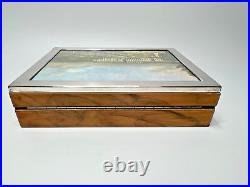 1950s VTG Austrian Wooden Cigar Humidor Tobacco Box Silver Lid Schonbrunn Castle
