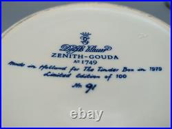 1979 Zenith-Gouda Holland Delft Tobacco Jar Humidor Seals No. 91/100 Tinder Box