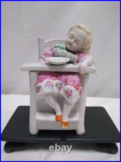 19C Conta & Boehme Little Girl on High Chair Figural Tobacco Box Jar Humidor