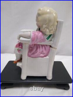 19C Conta & Boehme Little Girl on High Chair Figural Tobacco Box Jar Humidor